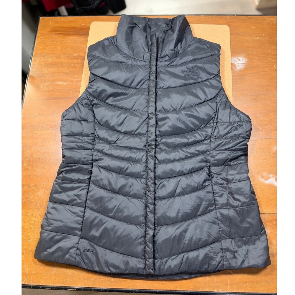 The North Face Puffer Vest Women Medium Black Excellent 550 Down Quilted Zip
